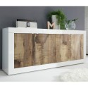 Buffet de séjour 4 portes 207 cm blanc brillant et bois Altea BW Choix