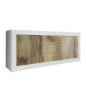 Buffet de salon 2 portes 3 tiroirs blanc brillant et bois Tribus BW Basic Offre