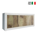 Buffet de salon 2 portes 3 tiroirs blanc brillant et bois Tribus BW Basic Vente