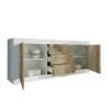 Buffet de salon 2 portes 3 tiroirs blanc brillant et bois Tribus BW Basic Remises