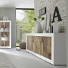 Buffet de salon 2 portes 3 tiroirs blanc brillant et bois Tribus BW Basic Catalogue