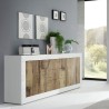 Buffet de salon 2 portes 3 tiroirs blanc brillant et bois Tribus BW Basic Choix