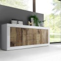 Buffet de salon 2 portes 3 tiroirs blanc brillant et bois Tribus BW Basic Réductions