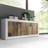 Buffet de salon 2 portes 3 tiroirs blanc brillant et bois Tribus BW Basic Réductions