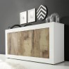 Buffet salon blanc brillant bois 3 portes 160cm Modis BW Basic Réductions