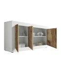 Buffet salon blanc brillant bois 3 portes 160cm Modis BW Basic Remises