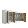 Buffet salon blanc brillant bois 3 portes 160cm Modis BW Basic Remises