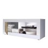 Meuble TV mobile blanc brillant en bois Diver BW Basic pour salon Remises