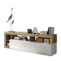 Meuble TV moderne pour salon 184cm blanc brillant chêne Dorian BR Offre