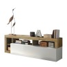 Meuble TV moderne pour salon 184cm blanc brillant chêne Dorian BR Offre