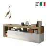 Meuble TV moderne pour salon 184cm blanc brillant chêne Dorian BR Vente