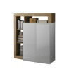 Buffet moderne 2 portes 3 compartiments blanc laqué chêne Blume BR Offre