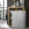 Buffet moderne 2 portes 3 compartiments blanc laqué chêne Blume BR Promotion