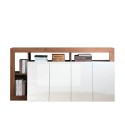 Buffet de cuisine moderne 4 portes 184 cm blanc brillant bois Cadiz MR Offre