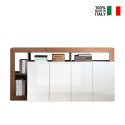 Bahut de cuisine moderne 4 portes 184cm blanc brillant en bois Cadiz MR. Vente