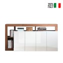 Buffet de cuisine moderne 4 portes 184 cm blanc brillant bois Cadiz MR Vente