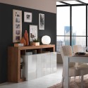 Buffet de cuisine moderne 4 portes 184 cm blanc brillant bois Cadiz MR Remises