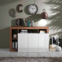 Buffet en bois 146 cm 3 portes blanc brillant Hailey MR Promotion