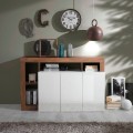 Buffet en bois 146 cm 3 portes blanc brillant Hailey MR Promotion