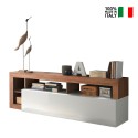 Meuble TV mobile moderne en bois avec porte laqué blanc Dorian MR Vente
