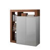 Buffet haut cuisine 2 portes blanc brillant bois noyer Blume MR Offre