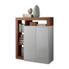 Buffet haut cuisine 2 portes blanc brillant bois noyer Blume MR Remises