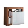 Buffet de salon 108 cm, meuble 2 portes blanc brillant en bois Reva MR Offre