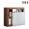 Buffet de salon 108 cm, meuble 2 portes blanc brillant en bois Reva MR Vente