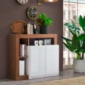 Buffet de salon 108 cm, meuble 2 portes blanc brillant en bois Reva MR Promotion