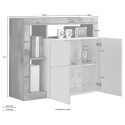 Buffet de salon 108 cm, meuble 2 portes blanc brillant en bois Reva MR Remises
