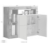 Buffet de salon 108 cm, meuble 2 portes blanc brillant en bois Reva MR Remises
