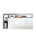 Buffet de salon 4 portes blanc brillant gris ciment Cadiz BC Offre