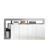 Buffet de salon 4 portes blanc brillant gris ciment Cadiz BC Offre