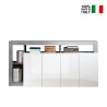 Buffet de salon 4 portes blanc brillant gris ciment Cadiz BC Vente