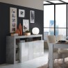 Buffet de salon 4 portes blanc brillant gris ciment Cadiz BC Remises