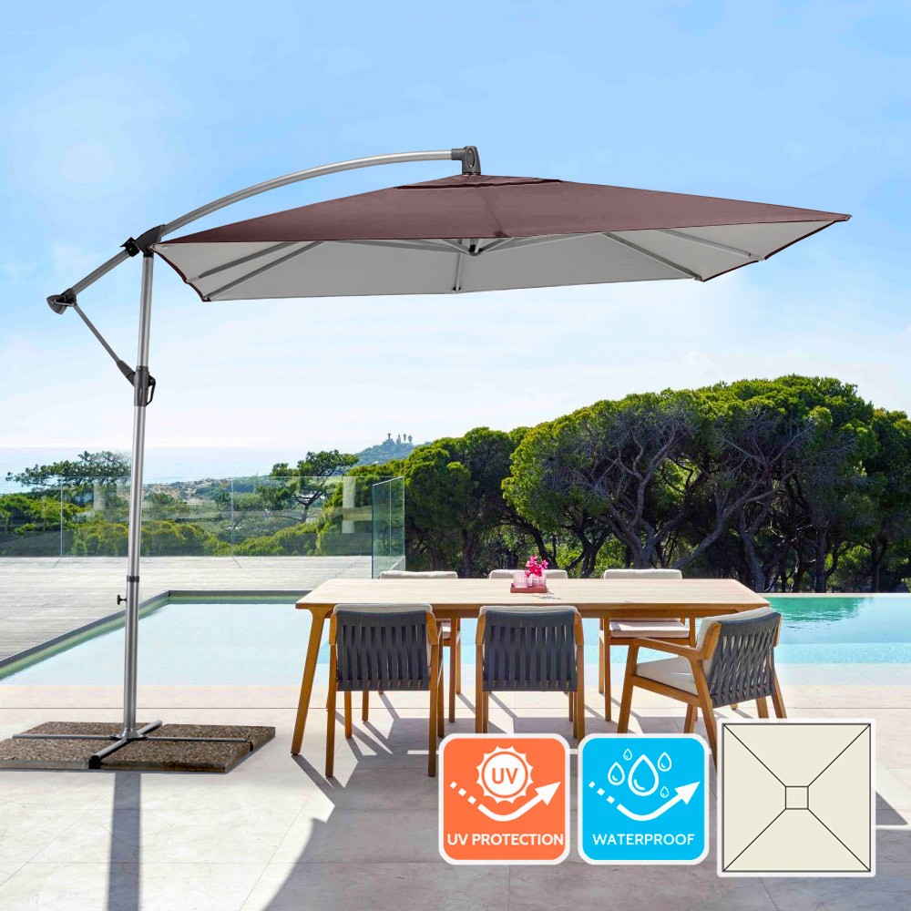 Parasol de jardin déporté carré 2.5 mètres en aluminium bars Shadow Brown