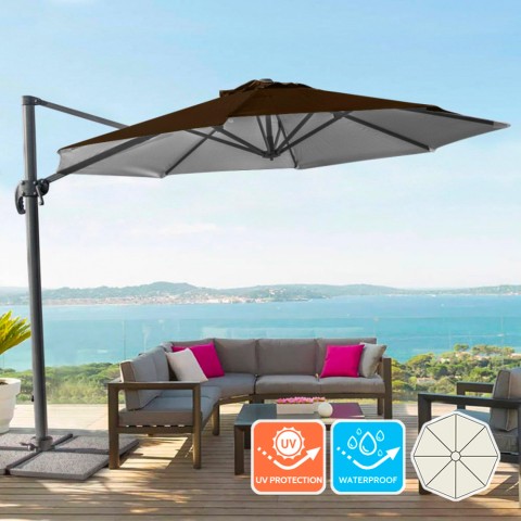 Parasol de jardin 3x3 déporté en aluminium jardin terrasse Paradise Brown Promotion
