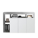 Buffet bas séjour 3 portes blanc laqué 146 cm béton Hailey BC Offre