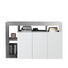 Buffet bas séjour 3 portes blanc laqué 146 cm béton Hailey BC Offre