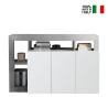 Buffet bas séjour 3 portes blanc laqué 146 cm béton Hailey BC Vente