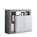 Madia mobile conteneur gris ciment 2 portes blanc brillant Reva BC Offre