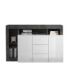 Buffet moderne noir 2 portes 3 tiroirs blanc brillant Lavine BX Offre