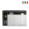 Buffet moderne noir 2 portes 3 tiroirs blanc brillant Lavine BX Vente