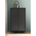 Crédence design moderne 2 portes 4 compartiments bois noir Bogarde Steel Remises