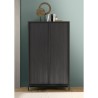 Crédence design moderne 2 portes 4 compartiments bois noir Bogarde Steel Remises