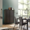 Crédence design moderne 2 portes 4 compartiments bois noir Bogarde Steel Catalogue