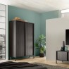 Crédence design moderne 2 portes 4 compartiments bois noir Bogarde Steel Promotion