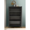 Crédence design moderne 2 portes 4 compartiments bois noir Bogarde Steel Réductions