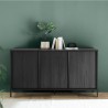 Buffet design moderne 3 portes 156cm en bois noir Cooper Steel Promotion