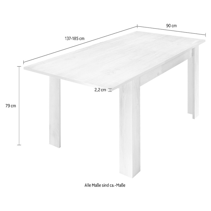 Dyon Basic table de cuisine extensible blanc laqué bois 90x137-185cm